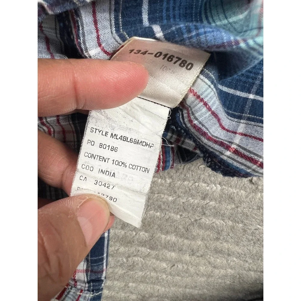 True Religion Shirt Mens XXL Blue Plaid Western Pearl Snap ML4BL68MDHP Cotton